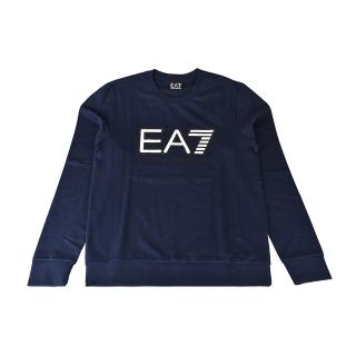 【EMPORIO ARMANI】EMPORIO ARMANI EA7字母LOGO純棉長袖運動T恤(深藍)