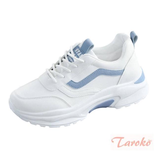 【Taroko】流行元素厚底小白休閒鞋(2色可選)