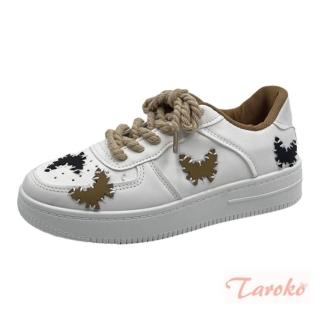 【Taroko】街拍潮流個性風厚底內增高小白休閒鞋(2色可選)