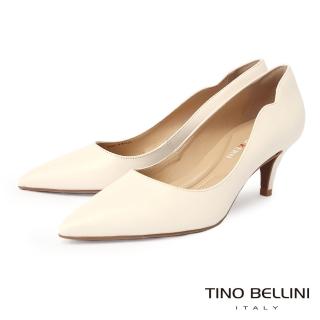 【TINO BELLINI 貝里尼】巴西進口優雅修飾微曲線牛皮尖頭跟鞋FSEO0001(白)