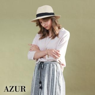 【AZUR】圓V領素色百搭七分袖T恤-3色