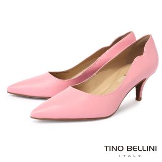 【TINO BELLINI 貝里尼】巴西進口優雅修飾微曲線牛皮尖頭跟鞋FSEO0001(粉)