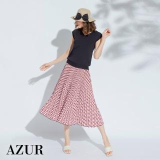 【AZUR】摩登滿版印花百褶裙