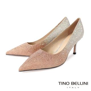 【TINO BELLINI 貝里尼】絢麗迷人亮鑽尖頭7CM跟鞋FSDV0006(金)