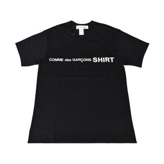【川久保玲】COMME DES GARCONS白字印花LOGO造型純棉短袖T恤(黑)