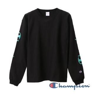 【Champion】官方直營-RW袖子草寫Logo長袖Tee-9.4oz-男(黑色)
