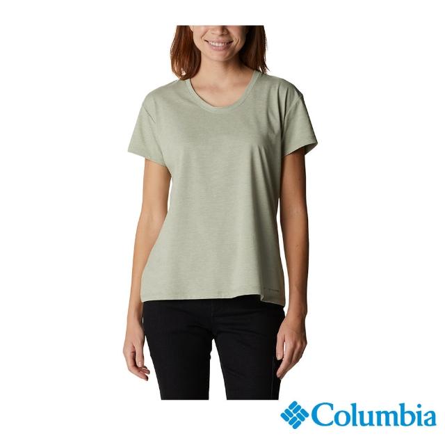 【Columbia 哥倫比亞 官方旗艦】女款-Omni-Shade UPF50快排短袖上衣-灰綠(UAL29680GG / 2022年春夏商品)