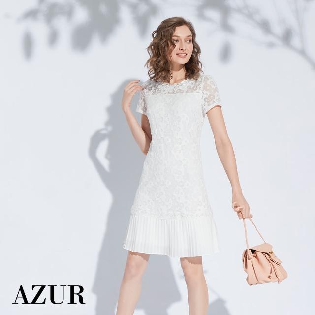 【AZUR】經典蕾絲優雅短洋裝