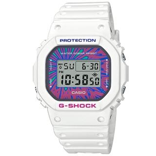 【CASIO 卡西歐】G-SHOCK 繽紛迷幻撞色數位腕錶/白(DW-5600DN-7)