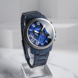 【FOSSIL】Grant 藍色款不鏽鋼三眼計時手錶 男錶 母親節(FS5230)