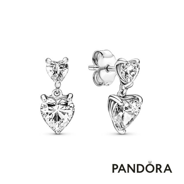 【Pandora官方直營】璀璨雙心針式耳環