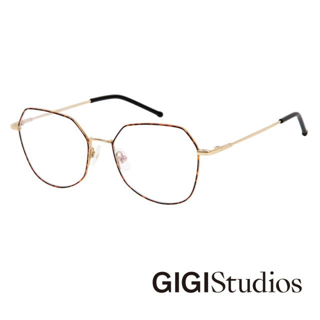 【GIGI Studios】幾何鈦金光學眼鏡(琥珀 - UMA-8086/2)
