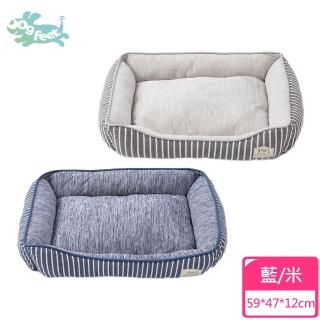 【Dogfeet】無印風涼感條紋方形床(寵物涼感床 寵物涼感墊 寵物方形床)