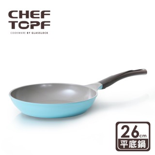 【Chef Topf】La Rose薔薇玫瑰系列26公分不沾平底鍋(水藍)