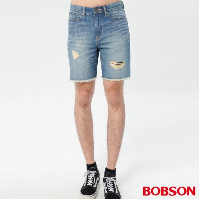 【BOBSON】男款刷破補丁短褲(245-58)