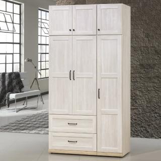【MUNA 家居】泰倫斯4X8尺白橡木色二抽衣櫥/含被櫥頭(櫥櫃 收納 衣櫃)