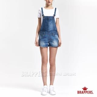【BRAPPERS】女款 Boy friend 系列-彈性拼色吊帶短褲(藍)