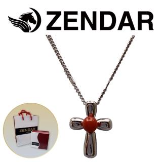 【ZENDAR】頂級天然沙丁紅珊瑚圓珠3.5-4mm銀色項鍊 CROSS 220248-19