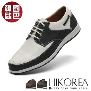 【HIKOREA】韓國空運。出色隨性拼接綁帶厚底休閒紳士鞋(73-0458-三色/現+預)
