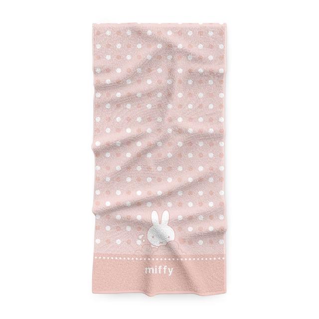 【Miffy 米飛】純棉浴巾 泡泡款 粉色 70x140cm(100%純棉 台灣製)