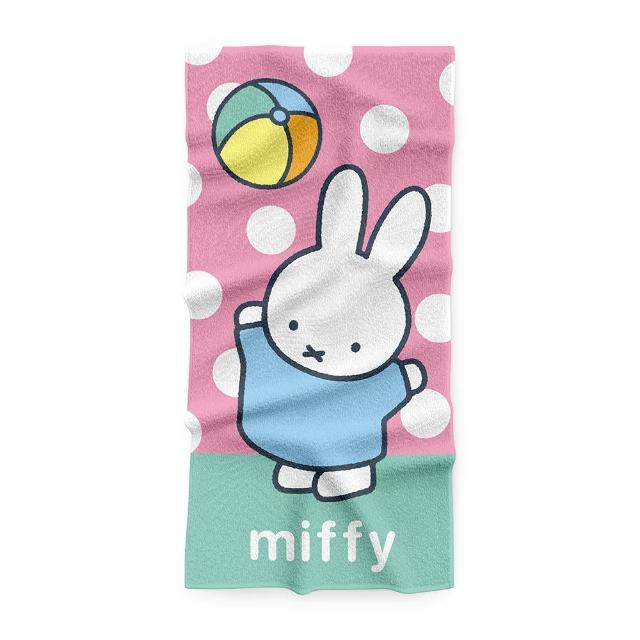 【Miffy 米飛】加大純棉剪絨浴巾 粉色 75x150cm(100%純棉)