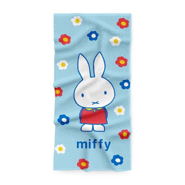 【Miffy 米飛】加大純棉剪絨浴巾 藍色 75x150cm(100%純棉)