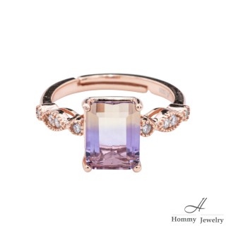 【幸福珠寶】曼哈頓奇緣馬眼設計｜玻利維亞5A頂級紫黃晶戒指(紫黃晶)