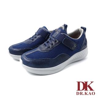 【DK 高博士】素面真皮網布拼接空氣休閒鞋女款 89-2102-73 深藍