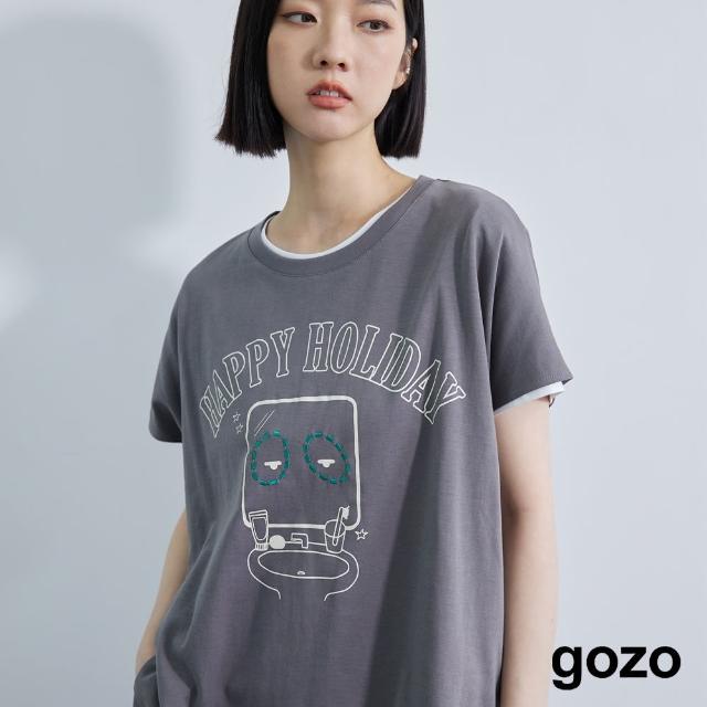【gozo】快樂假期黑眼圈連袖T恤(兩色)