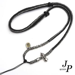 【Jpqueen】藏式文玩雕花手工編織繩可調節長鍊(黑色)