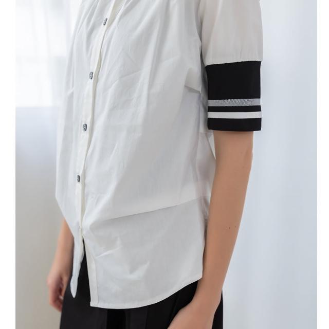 【Qiruo 奇若名品】專櫃白色長版襯衫1217A 不規則剪裁設計(不)