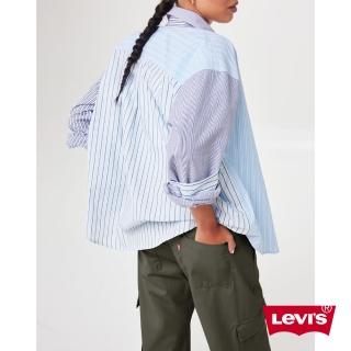 【LEVIS 官方旗艦】女款 Oversize寬鬆版條紋拼接襯衫外套 熱賣單品 A3362-0019