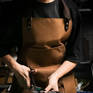 【icleaXbag 點子包】全身式工作圍裙｜咖啡織帶脖掛式x帆布黑裙身(職人 工作圍裙 男女共用款 防潑水)