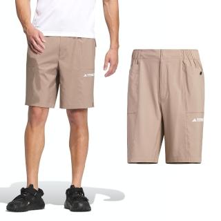 【adidas 愛迪達】UPF Shorts 男款 卡其色 休閒 健行 戶外 短褲 IL8947