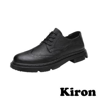 【Kiron】擦色馬丁鞋/百搭復古擦色布洛克雕花休閒馬丁鞋-男鞋(黑)