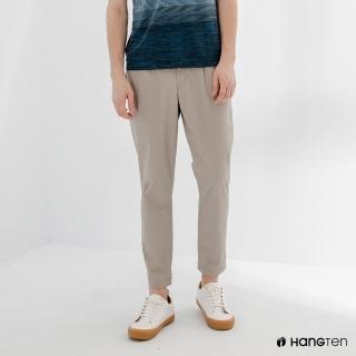 【Hang Ten】男裝-TAPERED FIT錐形打褶鬆緊腰頭九分褲-灰卡其