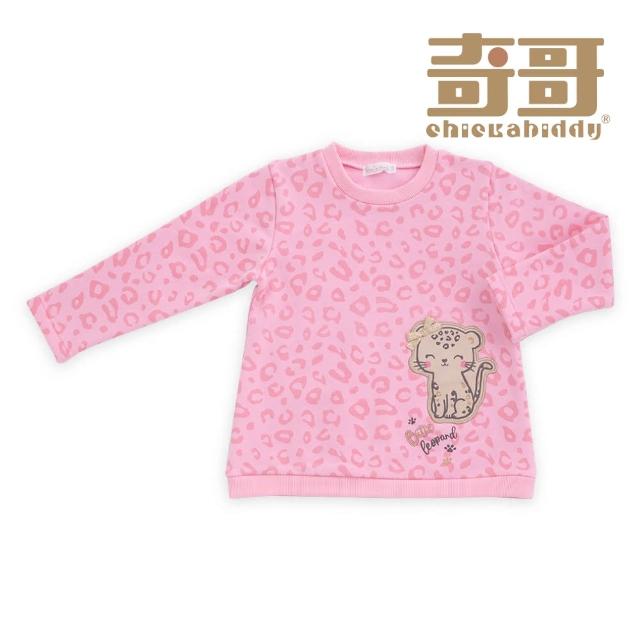 【奇哥官方旗艦】Chic a Bon 女童裝 粉紅豹豹紋長袖上衣/T恤(2-5歲)