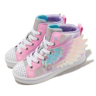 【SKECHERS】童鞋 S Lights-Twi-Lites 2 中筒 燈鞋 紫 粉紅 發光 閃燈 翅膀 亮粉(314453-LPKMT)