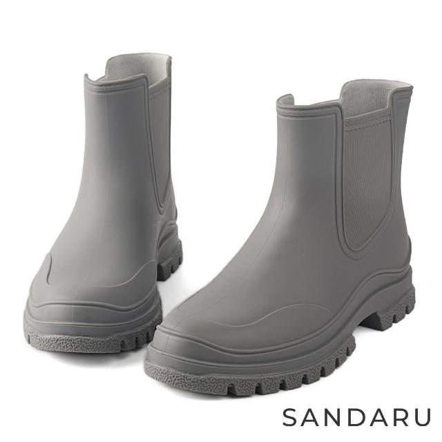 【SANDARU 山打努】雨靴 側拼接防滑底短筒雨靴(灰)
