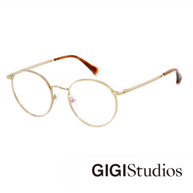 【GIGI Studios】手刻紋路鈦金光學眼鏡(金 - HUXLEY-6675/2)