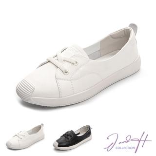 【J&H collection】簡約時尚真皮淺口休閒單鞋(現+預 黑色／白色)