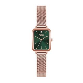 【NATURALLY JOJO】復古方形典雅米蘭帶腕錶-JO96992-44R(綠色x玫瑰金/20mm)
