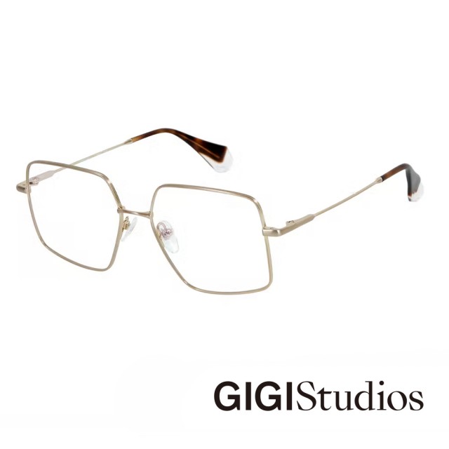 【GIGI Studios】幾何大方框設計光學眼鏡(金 - CAROLANNE-6799/1)