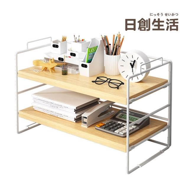 【日創生活】2件組-工業風實木鐵藝桌上層架 雙層款(展示架 置物架 收納架)