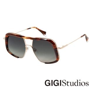 【GIGI Studios】歐美時尚未來飛行框太陽眼鏡(深琥珀 - KENZA-6690/2)