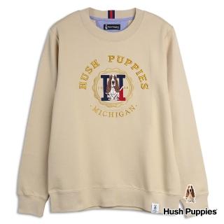 【Hush Puppies】男裝 上衣 經典品牌英文字刺繡狗長袖上衣(卡其 / 34110109)