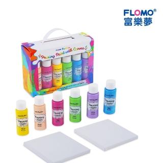 【FLOMO 富樂夢】FLOMO Creative 療癒彩繪系列(6色流動畫+畫布組)