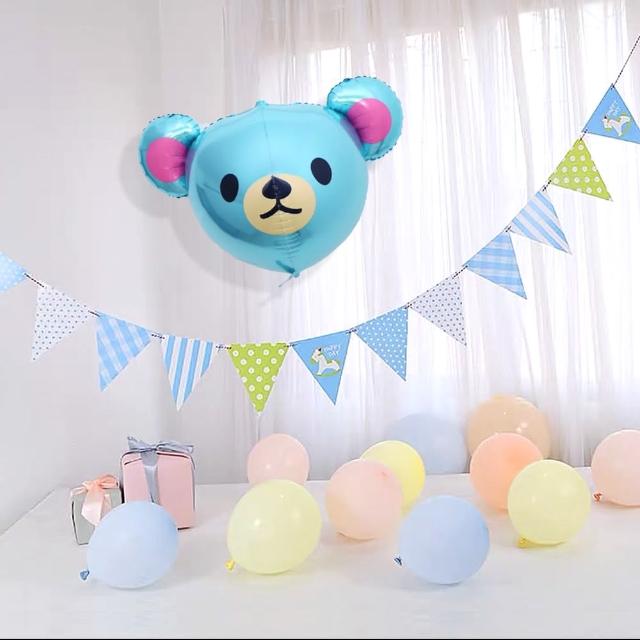 3D立體藍熊熊氣球組 生日氣球(3D鋁膜氣球X1 掛旗X1 乳膠氣球X20)