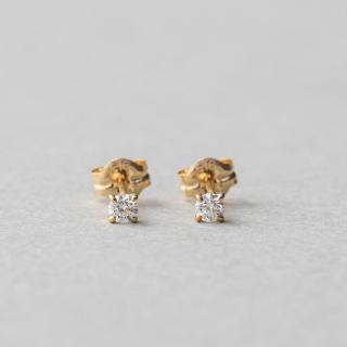 【ete】K18 經典單鑽爪鑲鑽石耳環-0.10ct(金色 玫瑰金色)