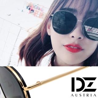 【DZ】UV400防曬太陽眼鏡墨鏡-潮人層圓框(金框黑灰片)